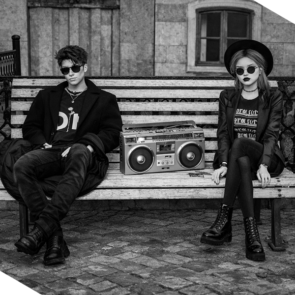 New wave youth on a bench