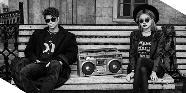 New wave youth on a bench